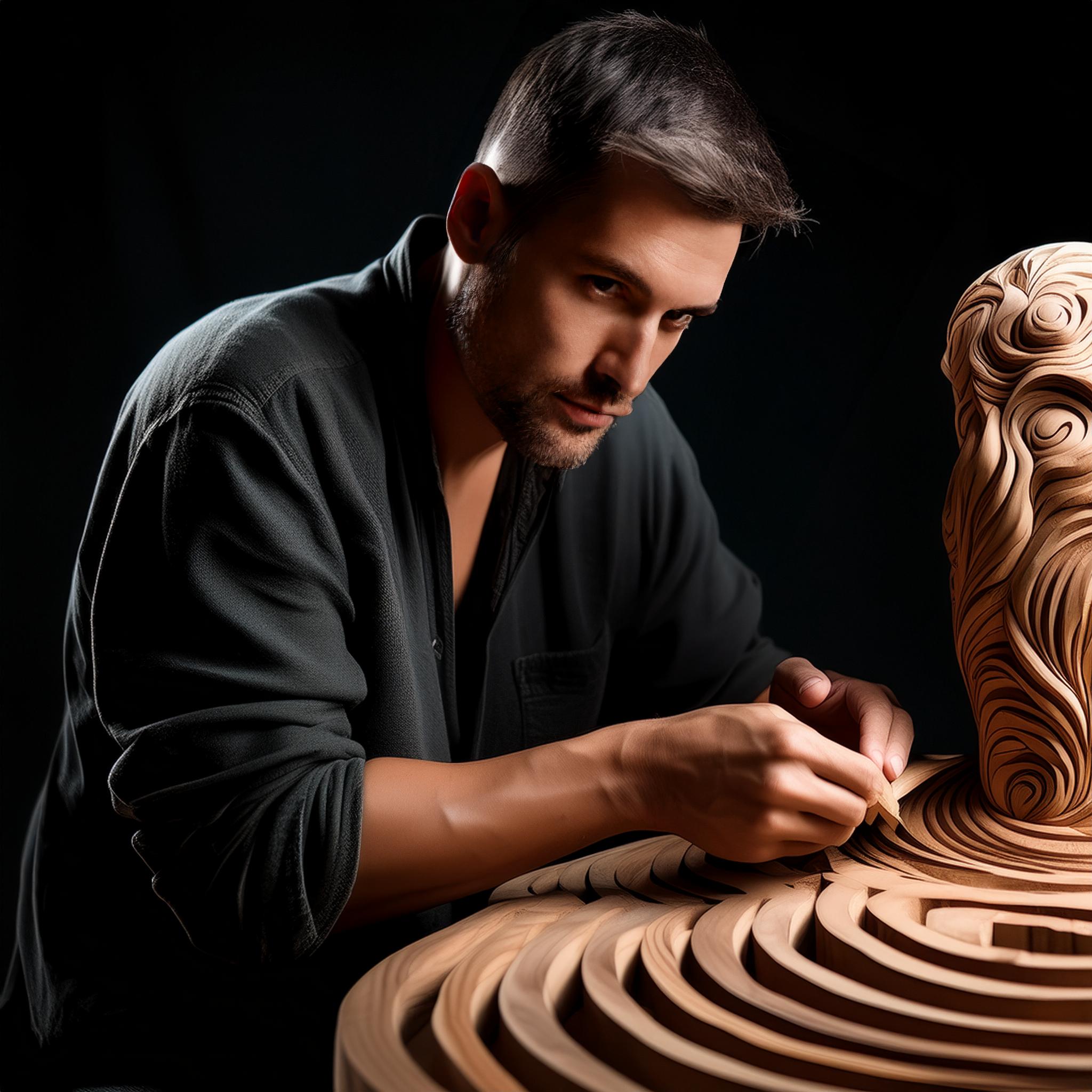 Firefly hyperrealistic photograph of a person carving wood; DIY; decor; creativity 82724