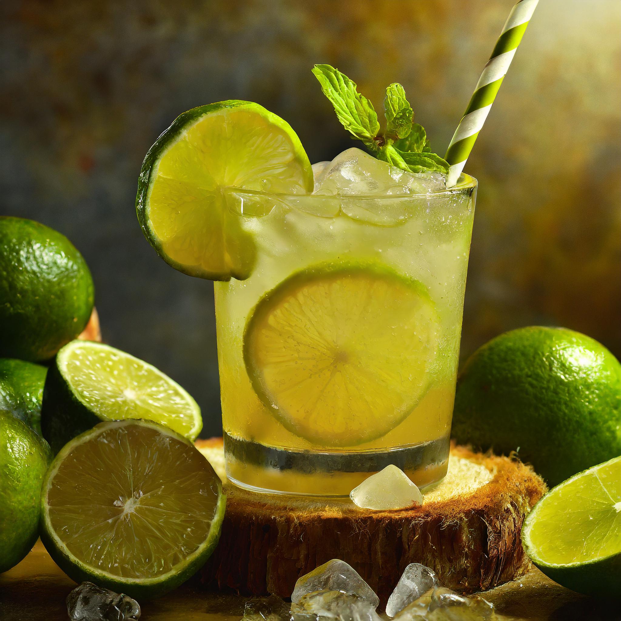 Firefly Hyperrealistic close-up photography of a caipirinha, an emblematic drink of Brazil 8392