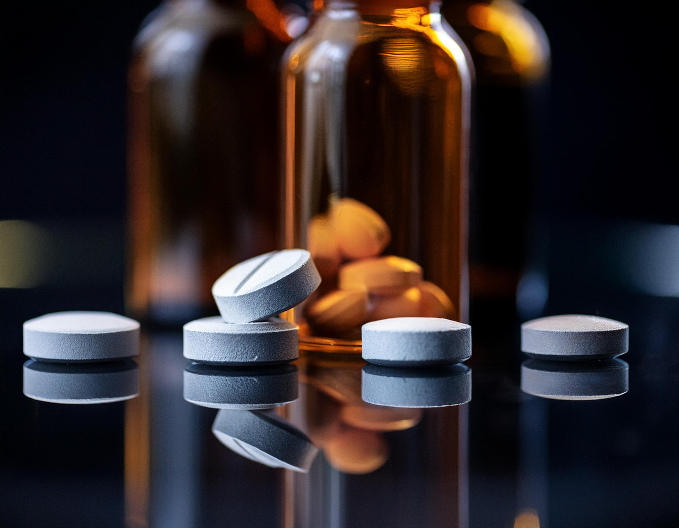 Firefly hyperrealistic photograph of painkillers, close-up; concept; health; welfare 94049