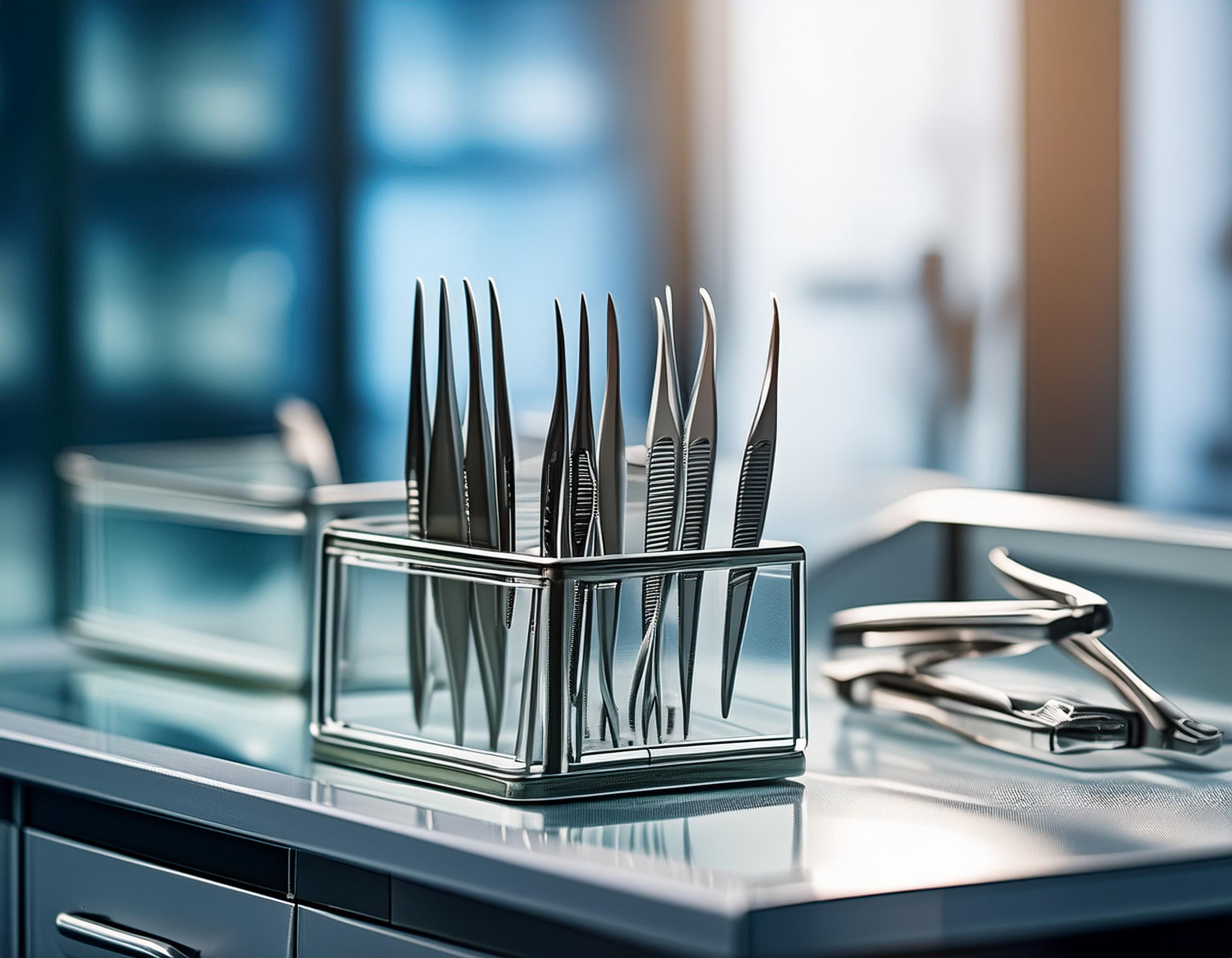 Firefly hyperrealistic photography of tweezers in a medicine cabinet; concept; welfare; health; conc